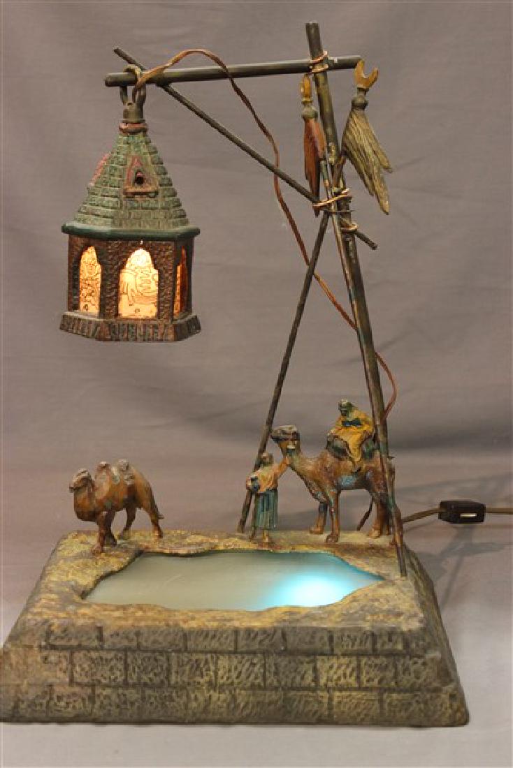 Cold Painted Scenic  Arab Table Lamp (1 of 8)
