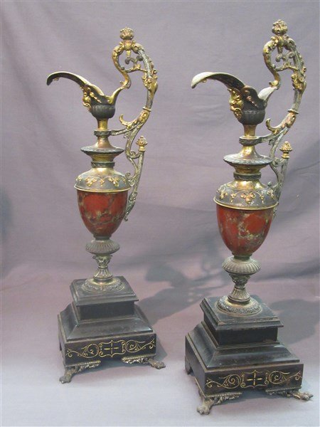 Pair Victorian Clock Ewers (1 of 4)