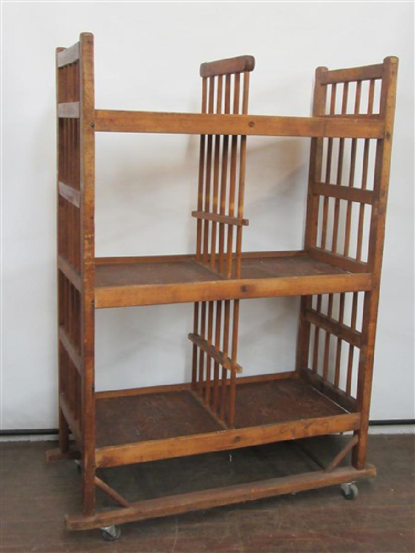 Desmond Wooden Industrial Cart: A vintage wooden industrial cart. Made by Desmond.Dimensions: 56"h X 37"L X 18"d