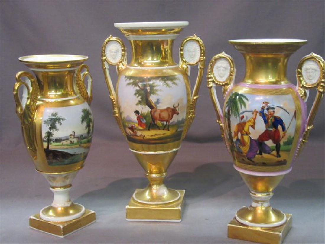 Three (3) Porcelain De Paris Hand Painted  Vases (1 of 5)