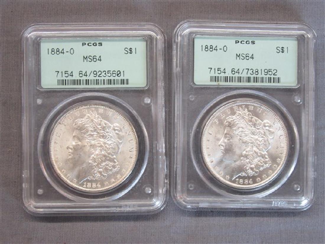 Two (2) Quantity 1884-O MS64 Morgan Silver Dollars (1 of 2)