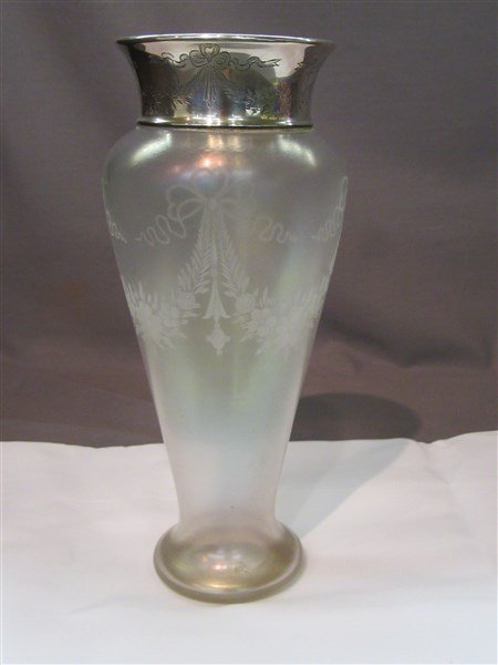 Gorham Sterling Silver Mounted Iridescent Vase (1 of 5)