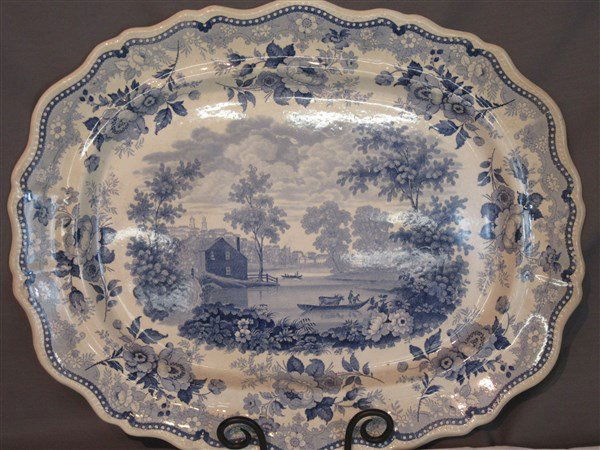 Historical Blue Transferware Platter, Albany NY (1 of 5)