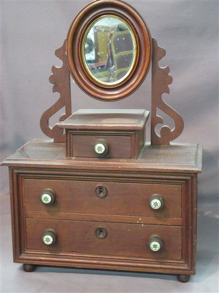 Victorian Walnut Miniature Dresser w/ Glass Star Pulls (1 of 5)