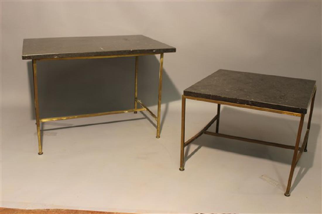 Two (2) Paul McCobb Marble Top Tables: Two (2) Paul McCobb marble top tables. Dimensions: 20" X 30" X 24" and 15" X 20" X 20"
