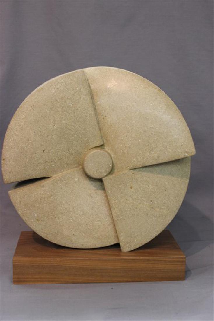 Lilly M. Tussey, Locomotion, Limestone Sculpture: Lilly M. Tussey (American) Titled: LocomotionMedium: LimestoneDimensions 15" X 13 1/2" X 3 1/2"Provenance: Estate of Wassil Tussusov, New York, New York Husband of Lilly.