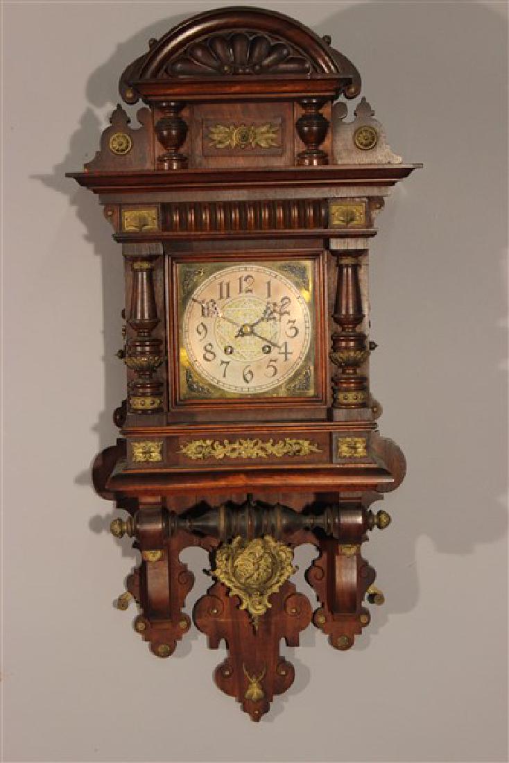 Antique German Fancy Regulator Wall Clock: An Antique German fancy regulator wall.Signed on works D.R.R. 1880 and A . F. G. Million 28598 Dimensions: 37"h X 16"w X 7" d