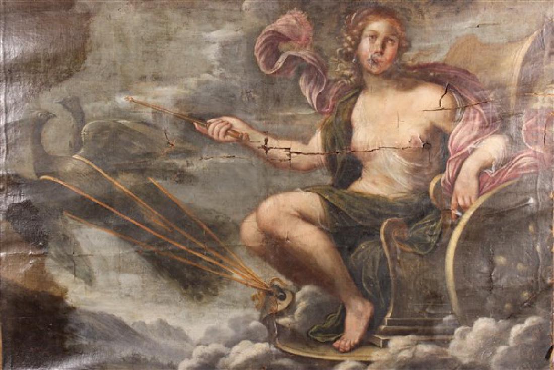 Venus Riding Her Chariot 17th/18th c. Italian School: Artist: Unknown (Italian school 17th/18th c.) Untitled: Venus riding her Chariot with birds in the clouds. Dimensions: 46" X 61" Provenance: Estate of John Bocchieri, Brooklyn, New York