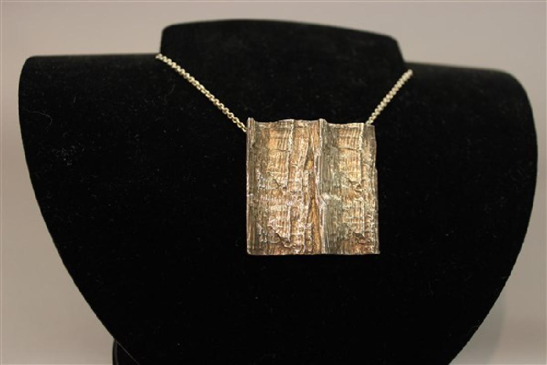 Anton Michelsen, Denmark Modernist Sterling Silver: Anton Michelsen, Denmark modernist design sterling silver pendant and necklace. Dimensions: 1 5/8" X 1 5/8" and 10" drop. t.w.: 1.1 avg. oz.