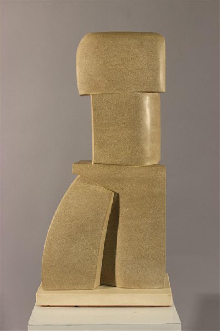 Lilly M. Tussey (American/Bulgarian d.2005) Totem III: Lily M. Tussey (Bulgarian/American d.2005)) Titled: Totem III Material: Limestone Dimensions: 23 1/2" X 11 1/4" X 5 1/2" Provenance: Estate of Wassil Tussusov, New York, New York Husband of Lilly.