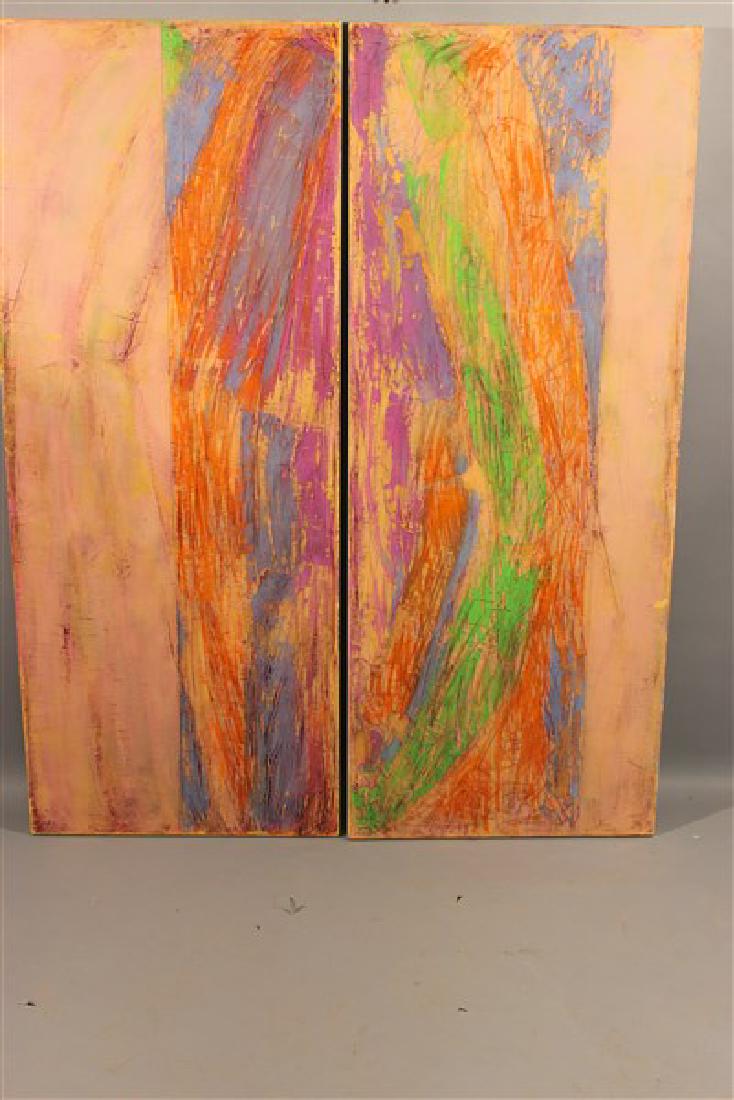 Debrah Pearson (American) De Kooning's Wall: Artist: Debrah Pearson (American) Titled: De Kooning's Wall Oil on canvas (2) Panels Signed reverse Dated 1978 Dimensions: 60" X 24" each Provenance: Estate of John Bocchieri, Brooklyn, NY Inv. 272