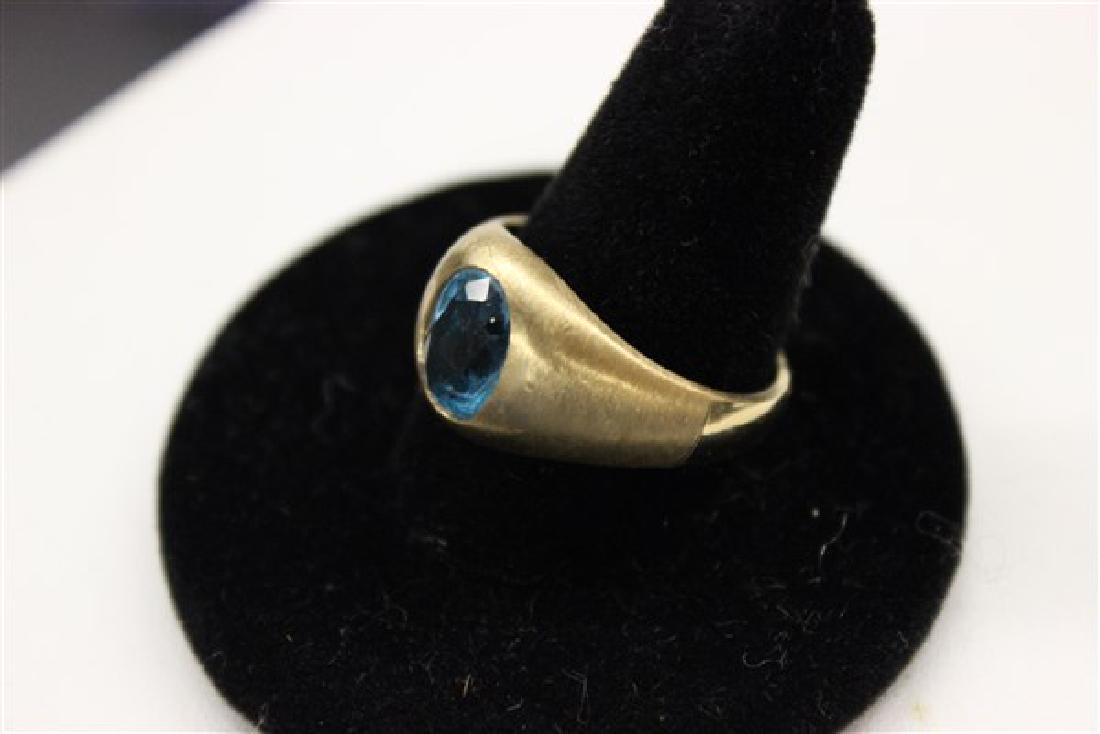 10k Gold Blue Topaz Mens Ring (1 of 2)