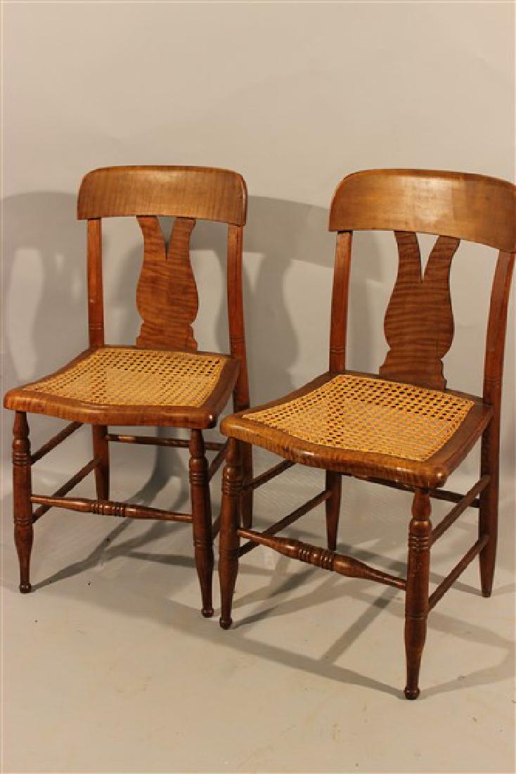 Pair 19th c. Caned Seat Maple Chairs (1 of 3)