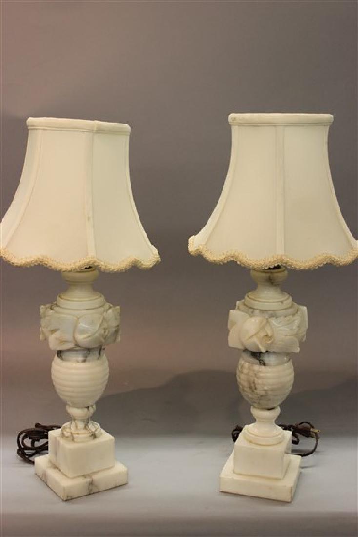 A Pair of Vintage Marble Table Lamps 