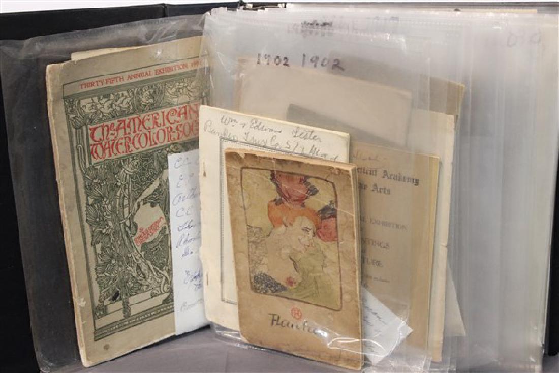 Cragsmoor Artist Exhibition And Related Ephemera: A collection artist exhibition programs and related c.1902-1945. American artists including C.C. Curran, Thomas Moran, E.L. Henry, Carolyn Mase etc. housed in a black binder. As seen in photograph pre