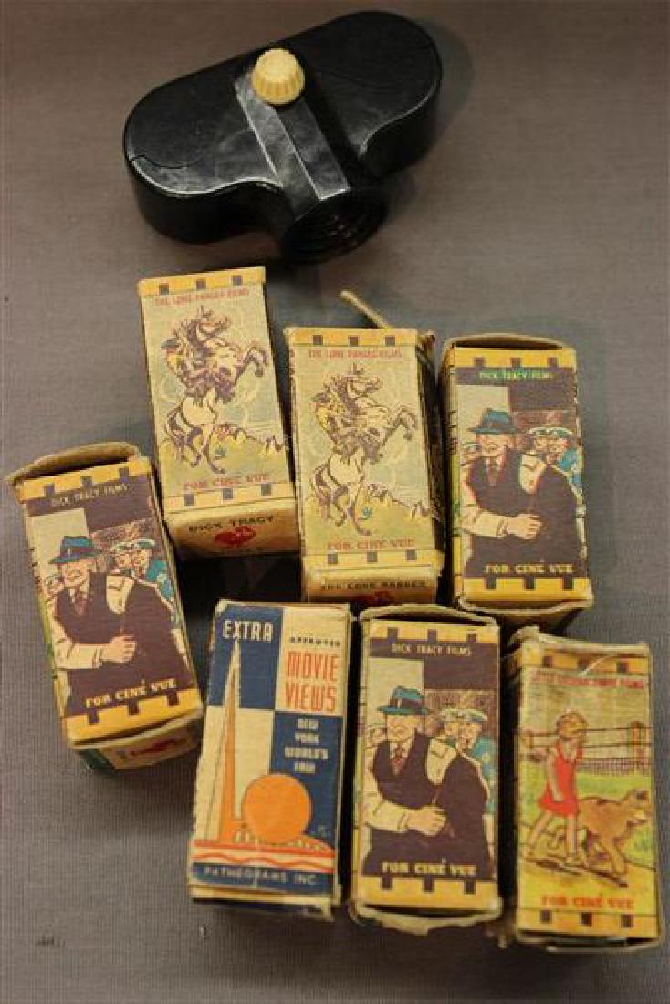 1930's Cine Vue Viewer And Films: 1930's Cine Vue viewer and films including Lone Ranger, World's Fair and Dick Tracy