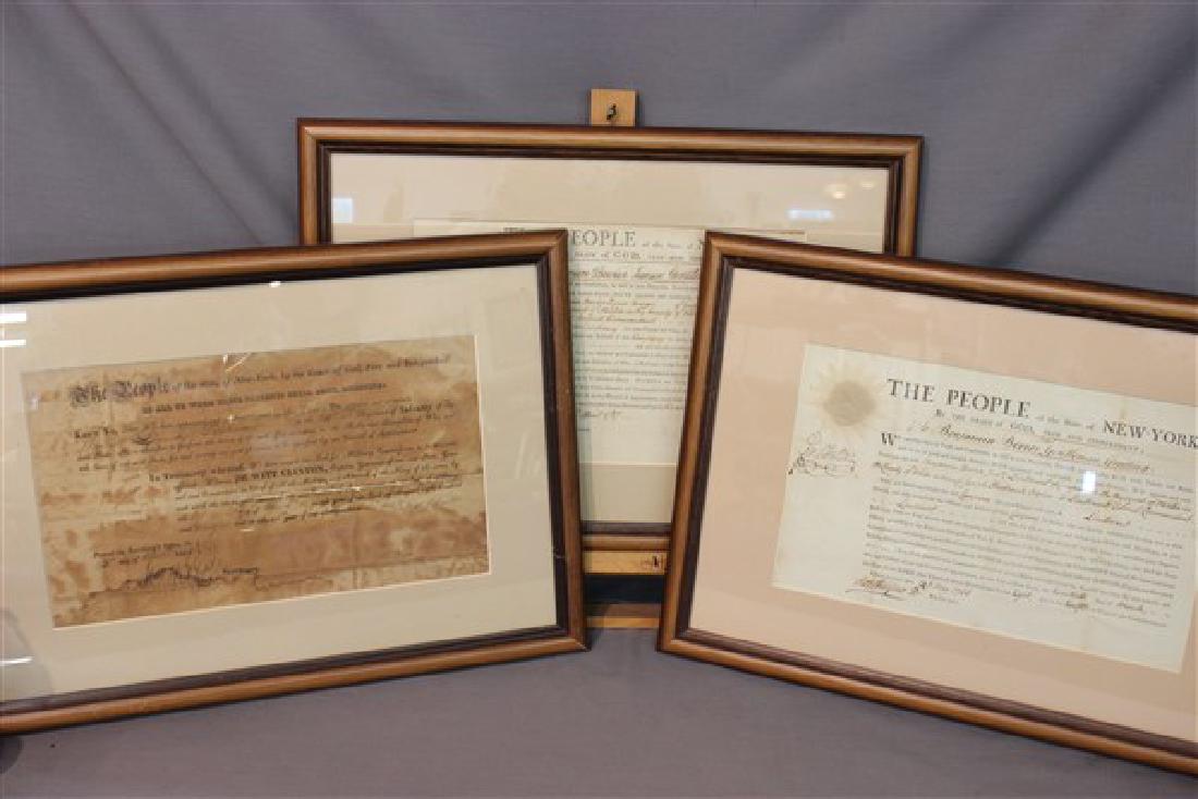 Dewitt Clinton Ulster Cty. Appointment Documents: Three Ulster County New York appointment documents. To Benjamin Bevier, Signed and Sealed George Clinton 1787 (Hasbrouck, secretary) Ensigned to Captain Reuben De Witts Company in the Regiment of Mili