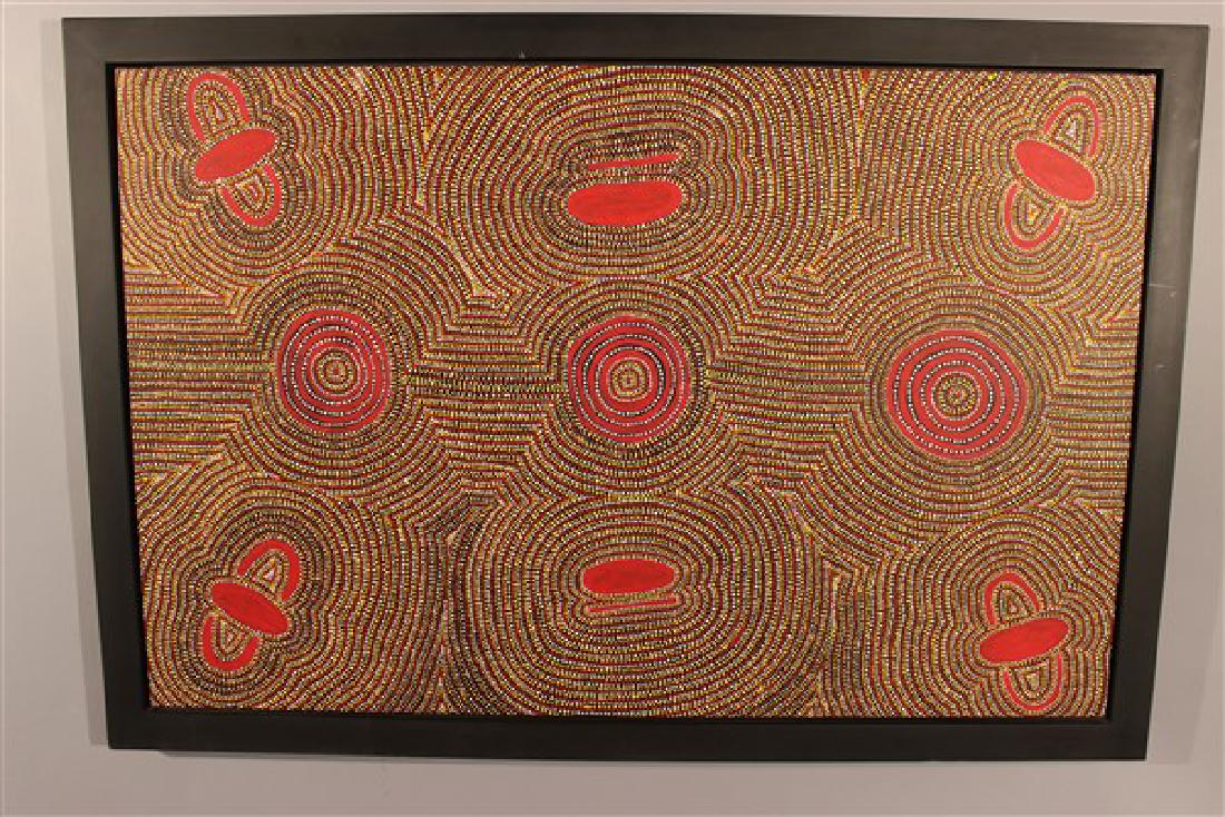 Wallaby Moss Kngwarreye (Aboriginal) Bean Tree: Artist: Wallaby Moss Kngwarreye (Aboriginal) Titled: Bean Tree Dreaming Executed 1995. Acrylic on canvas. Wallaby Moss Kngwarreye (Aboriginal) Dimensions: 49"X32" and 36 1/2" X 53 1/2" framed Provenan