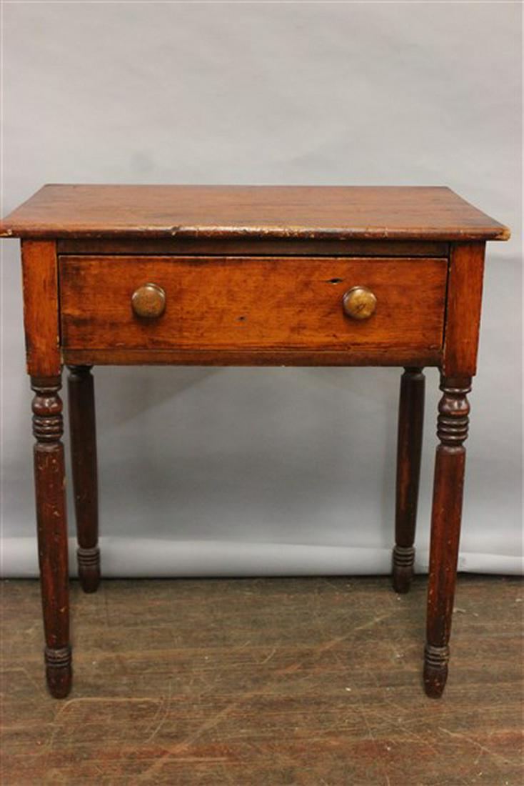 19th c. One Drawer Pine Table: A 19th century pine table with drawer. Dimensions: 31" X 28 1/2" X 17 1/2"