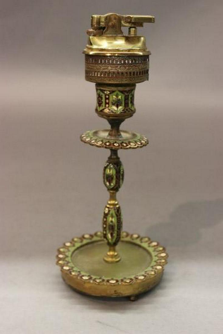 Champleve Enamel Table Lighter: Champleve enamel table lighter.Japanese.Dimensions: 7"h