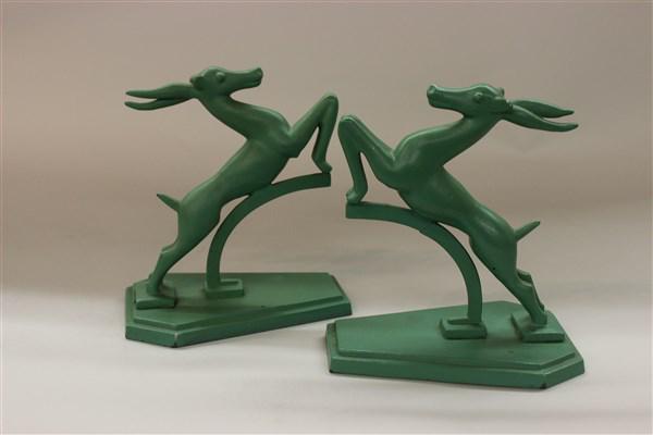 Art Deco Frankart Gazelle Bookends: Art Deco Frankart Gazelle bookends. Dimensions: 6 1/2" X 5 1/2" X 4"