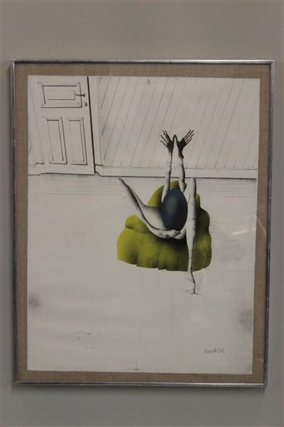 L'oeuf Bleu by Paul Wunderlich: L' oeuf Bleu by Paul Wunderlich Lithograph print signed in pencil and number 53 in an edition of 75 Dimensions: 28" X 22" overall including frame.