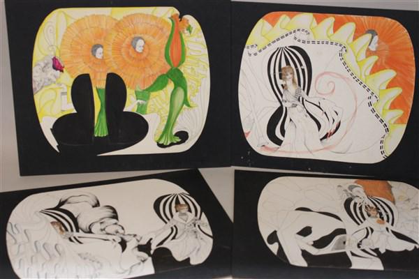 Richard Kramer 1970's Studio Design Art: Richard Kramer 1970's era studio design drawings, art, The Orphan's Revenge artwork. As seen in photograph preview. Please see photograph preview or call.