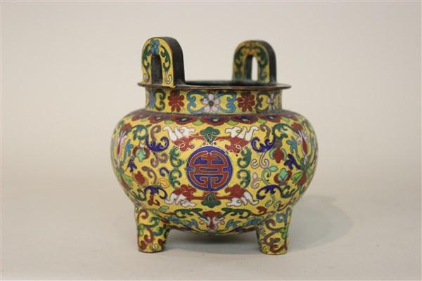 Signed Chinese Cloisonne Censor Pot (1 of 5)