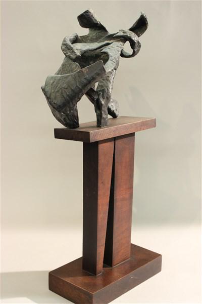 Charles Arcier Abstract Bronze Cellist Sculpture (1 of 4)