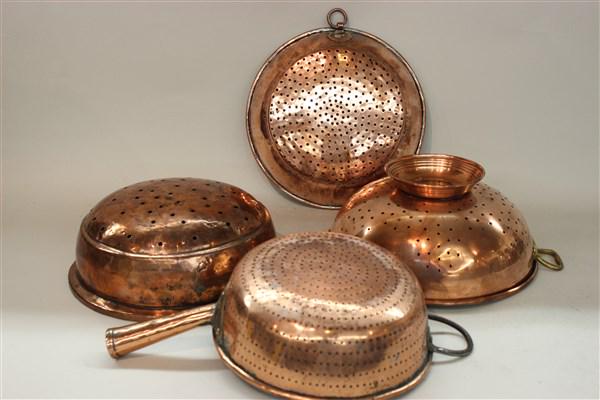 Four (4) Copper Colanders (1 of 3)