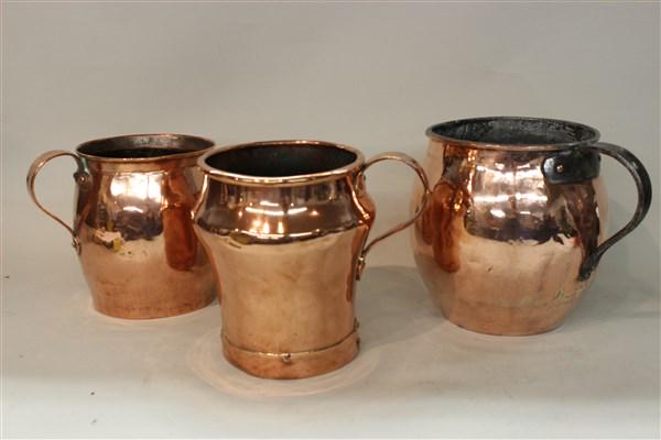 Three (3) Antique  French Copper Pitchers (1 of 5)