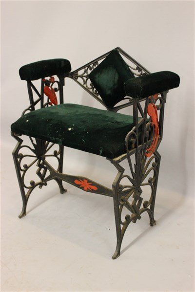 Art Deco Black Iron Arm Chair (1 of 6)