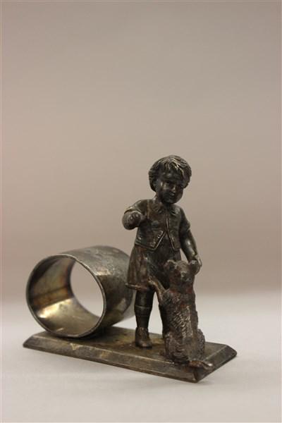 Victorian Boy w/ Dog Figural Napkin Ring (1 of 6)
