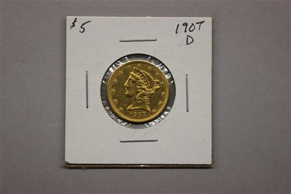 $5 Liberty Head Half Eagle Gold Coin 1907 (1 of 2)