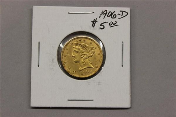 $5 Liberty Head Half Eagle Gold Coin 1906 D (1 of 1)