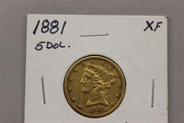 $5 Liberty Head Half Eagle Gold Coin 1881 (1 of 2)
