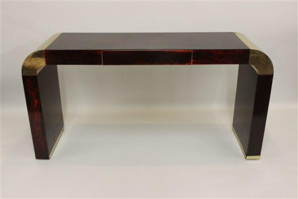 Rosewood Lucite and Brass Console Table (1 of 4)