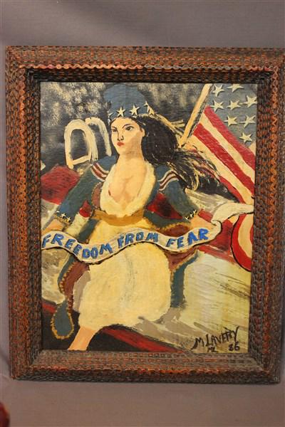 Michael Lavery Folk Art Patriotic Oil Painting (1 of 4)