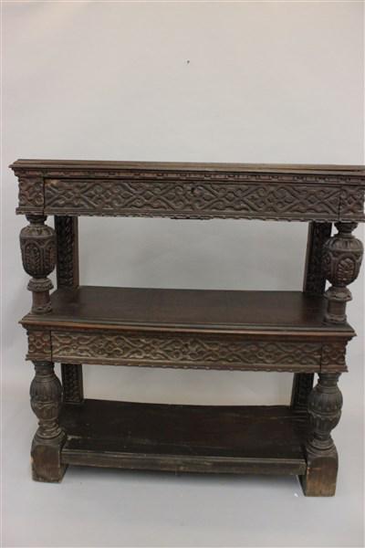 18th c. British Jacobean Two Drawer Tiered Shelf (1 of 12)