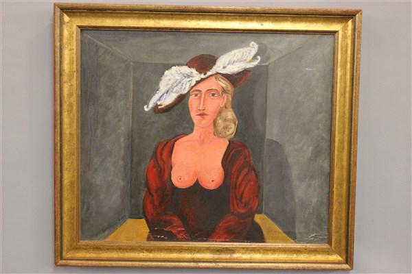 Benjamin Levy (Israeli,American) Surrealist Oil: Benjamin Levy (Israeli, American)Untitled: Partial nude female portraitSurrealist style.Signed lower left and dated 1974.Oil on canvasDimensions: 25 1/2" X 21 1/2" and 31" X 26 1/2" framed