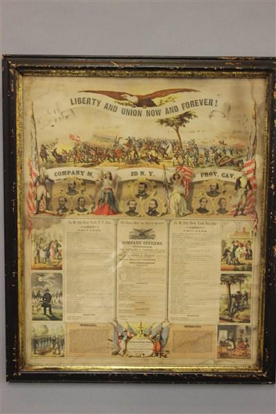 Civil War 2nd NY Provincial Cavalry Framed Unit Roster: 2nd New York Provincial Cavalry Civil War original framed unit roster. Dimensions: 21 1/2" X 25 1/2"