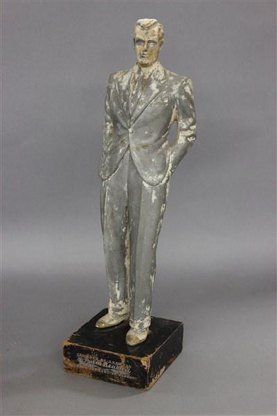 1930's Tailored Gent Palm Beach Store Mannequin: An advertising table top mannequin display. c.1930's or 40's. Reads " Tailored by Goodall Palm Beach from the Genuine Cloth" Dimensions: 18 1/2" X 5"