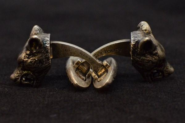 Gucci Anger Forest Wolf Sterling Silver Cufflinks: Gucci, Italy Anger Forest Wolf sterling silver cufflinks. Dimensions: 1 1/4" Total weight: .7 avg. oz.