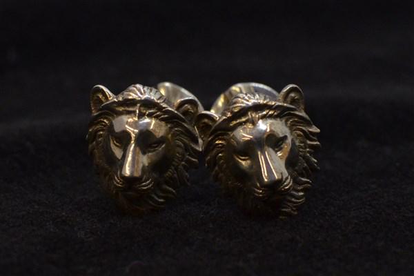 Ox & Bull Sterling Silver Lion Cufflinks: Sterling silver lion cufflinks. Signed Ox & Bull Dimensions: 1" Total weight: .6 avg. oz.