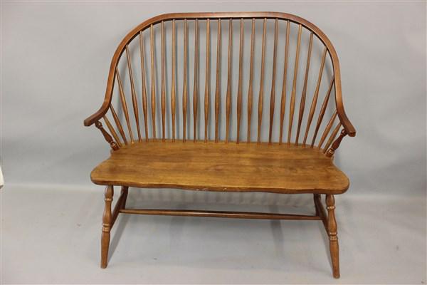Windsor Back Settee: A Windsor back settee later 20th century Dimensions: 42"h X 45"L X 18"d