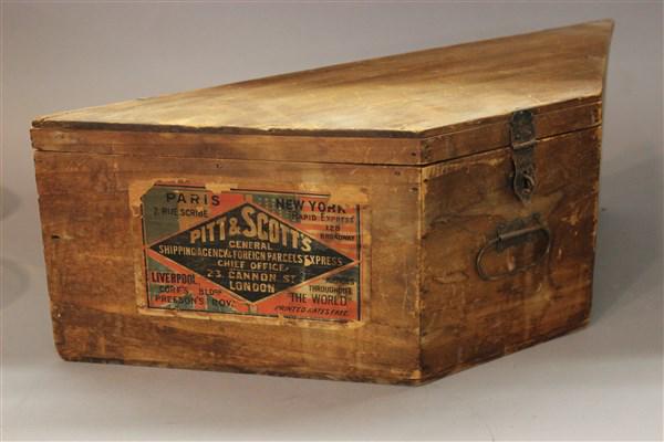 19th c. Naval Officers Wooden Hat Box: A 19th c. Naval Officer's wooden hat box Pine wood. Dimensions: 7 1/2" X 22" X 7 1/2"
