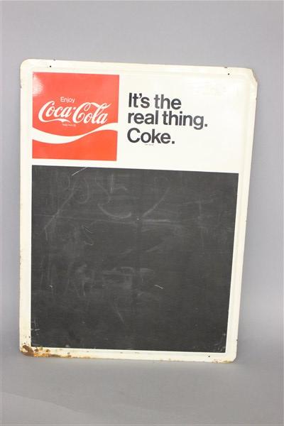 Vintage Coca Cola Chalkboard Advertising Sign: A vintage Coke Coca Cola advertising metal chalkboard sign. Dimensions: 24" X 18"