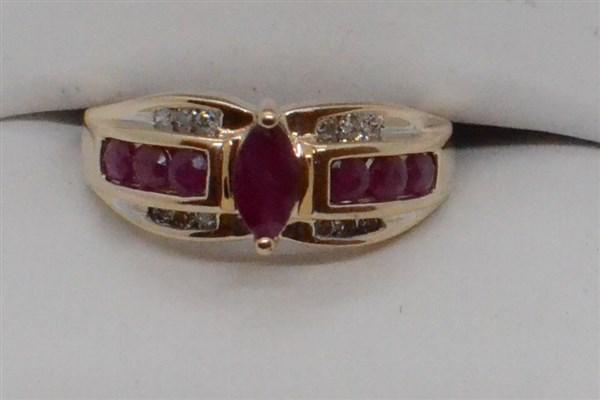 10k y.g. Ruby & Diamond Ring (1 of 3)