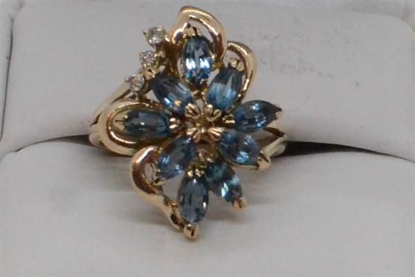 14k y.g. Diamond And Blue Quartz Ring (1 of 3)