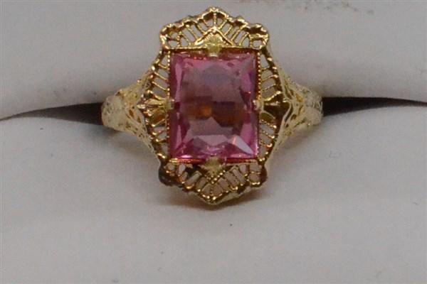 10k Pink Tourmaline Filigree Ring (1 of 4)